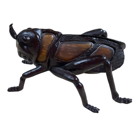 Large Cast Iron and Glass Grasshopper Heavy Excellent Condition 12 x 7 x 6 - Picture 1 of 8